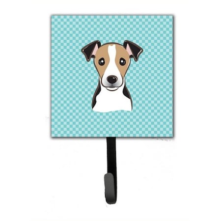 Jensendistributionservices Checkerboard Blue Jack Russell Terrier Leash & Key Holder MI2103617